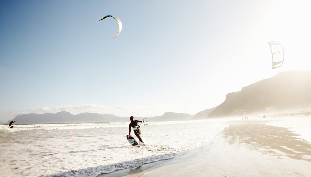 kitesurfing on a beach in South Africa