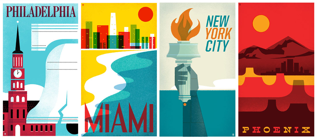 vintage-style travel posters